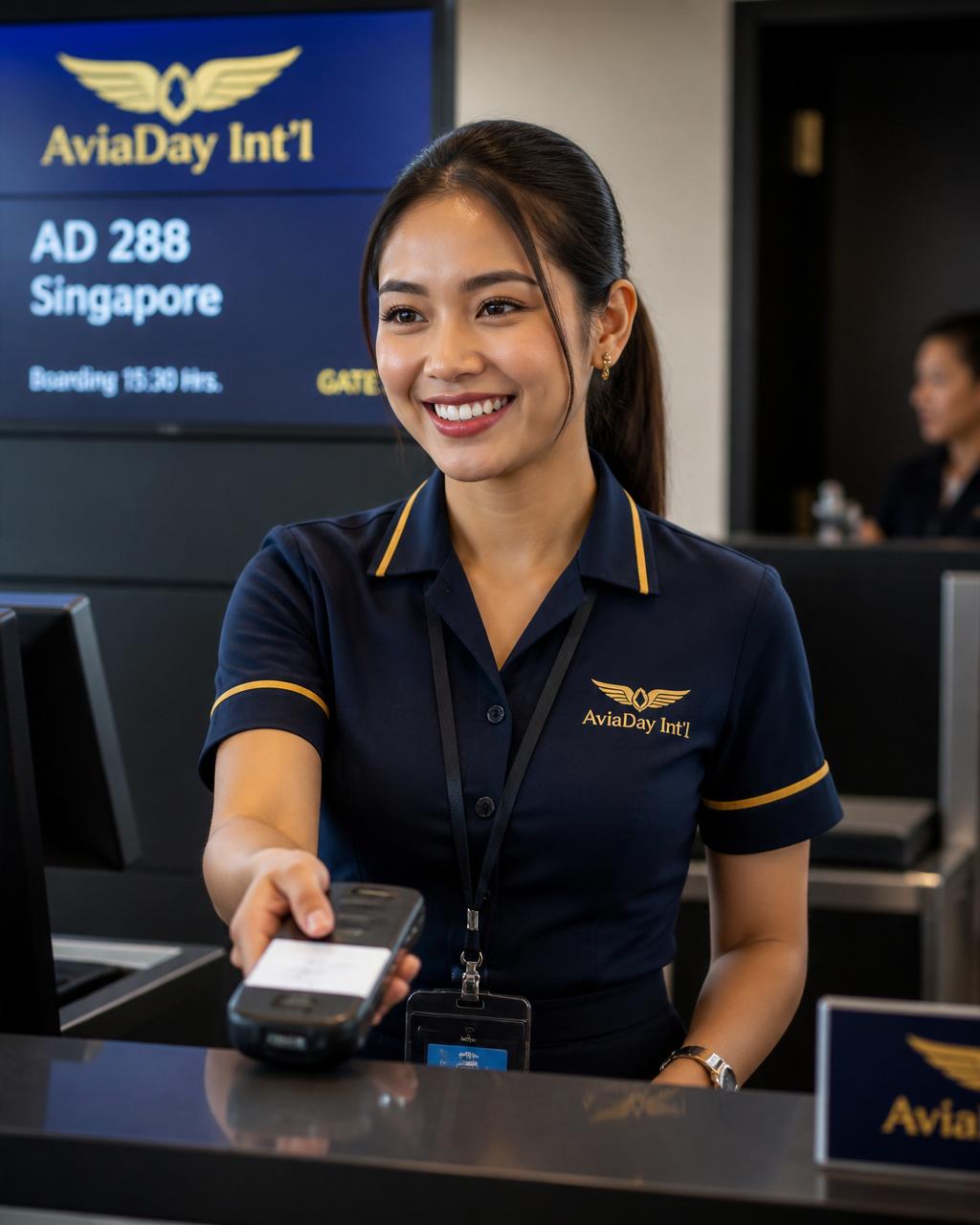 AviaDay International Gate Agent professional in uniform