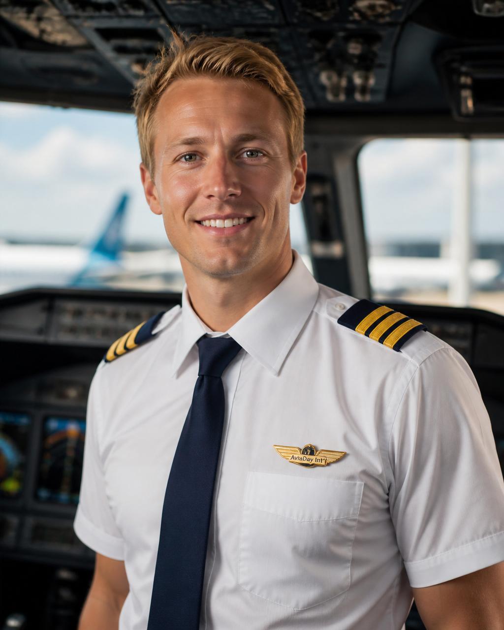 AviaDay International First Officer professional in uniform